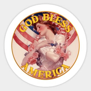 God Bless America with Lady Liberty Sticker